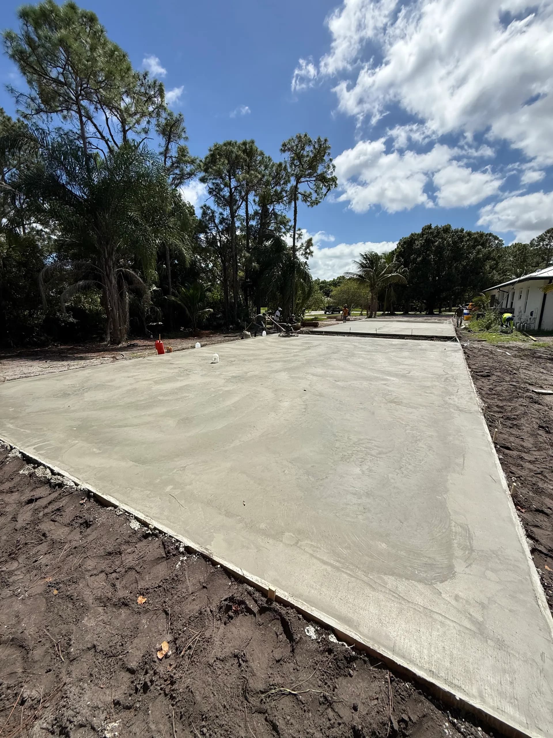 Concrete driveway construction in progress in South Florida