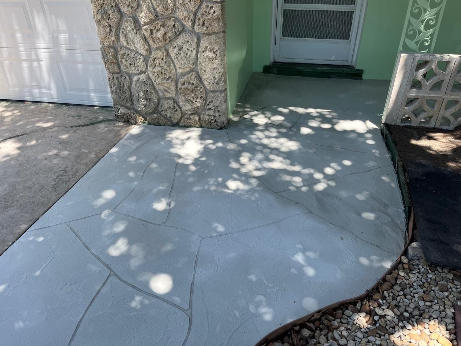 Freshly sealed decorative concrete