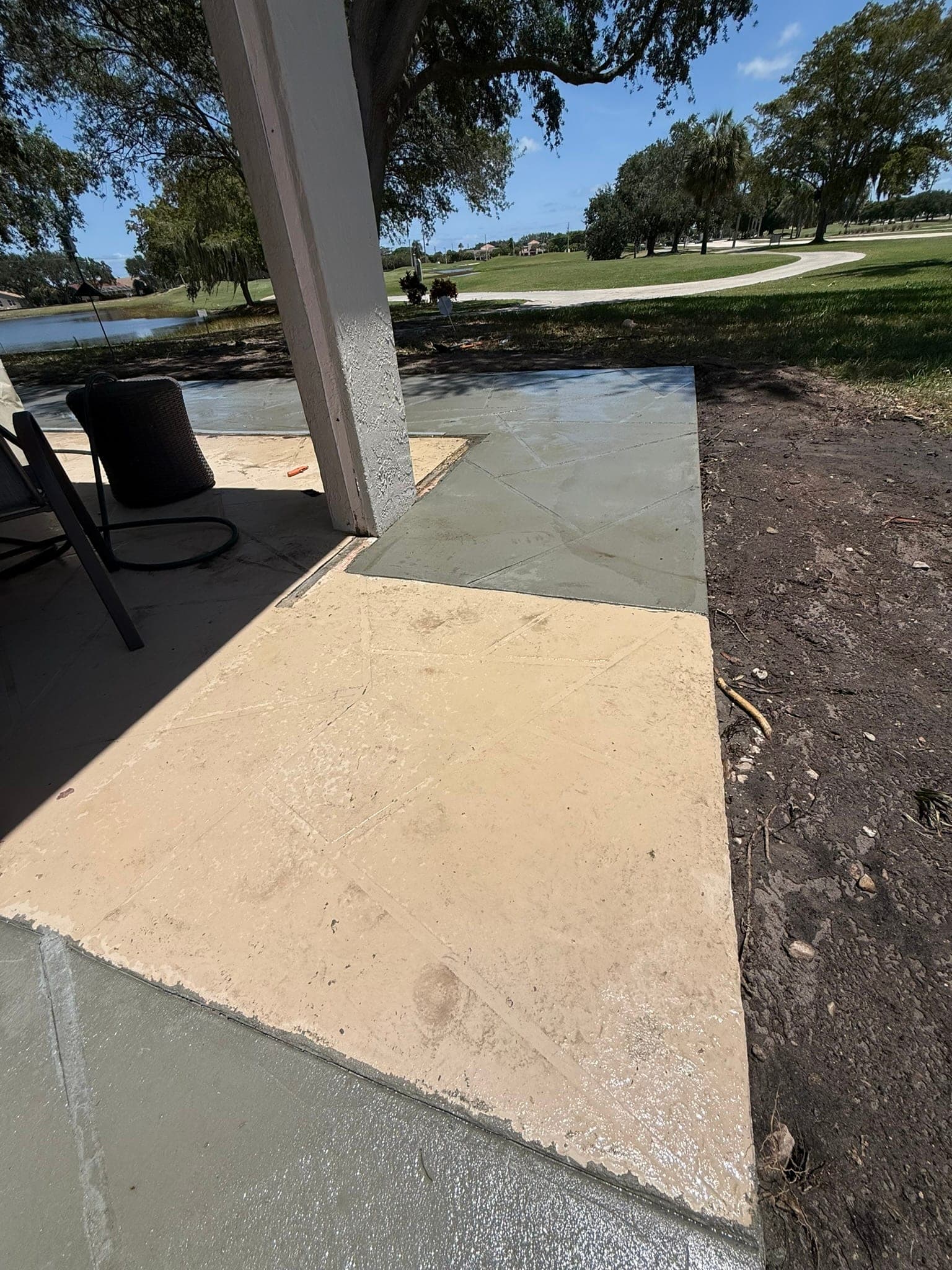 Modern patio slab installation
