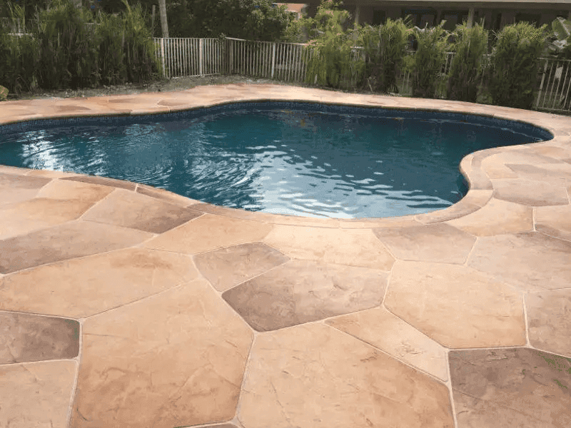 Pool and patio with flagstone finish