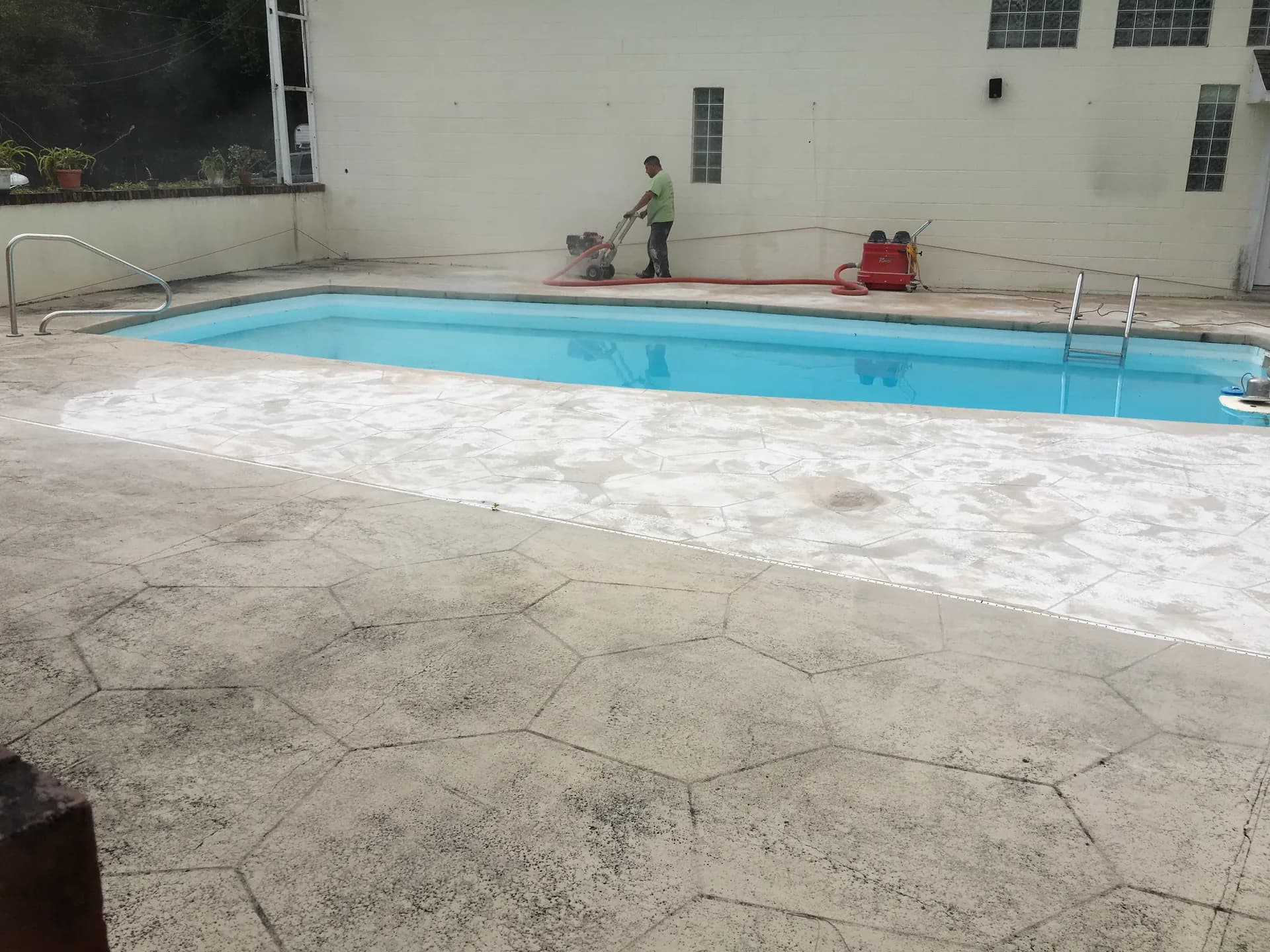 Concrete maintenance and resurfacing work in progress