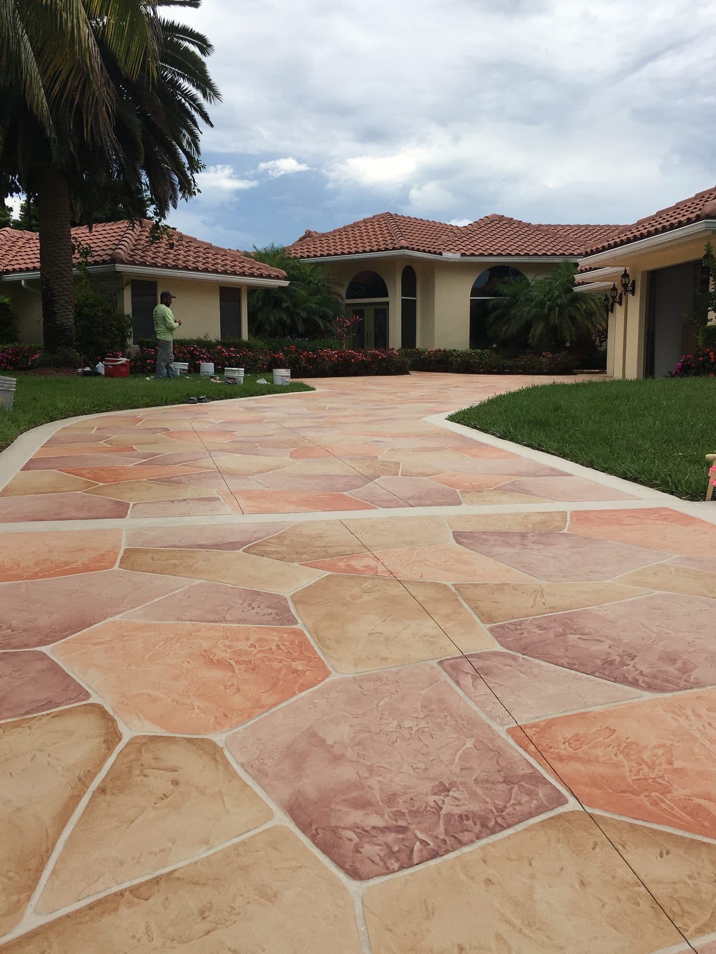 Colorful flagstone stamped