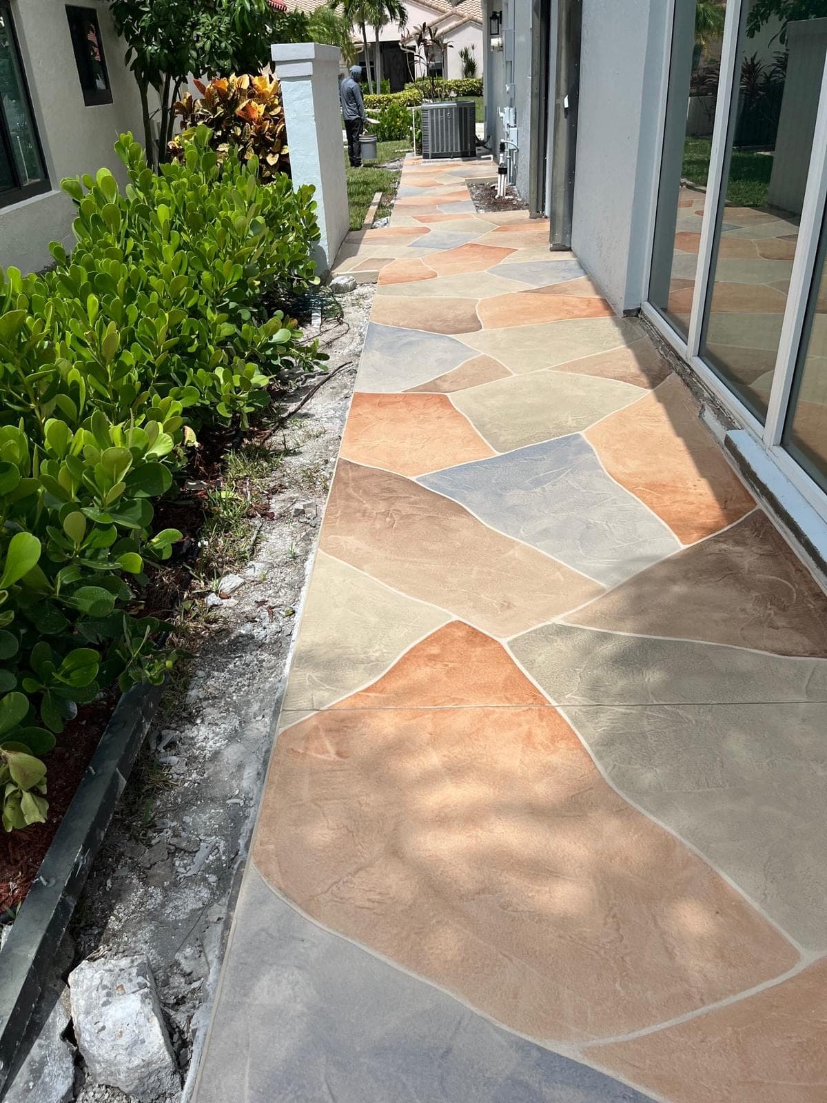 Multi-color stone walkway