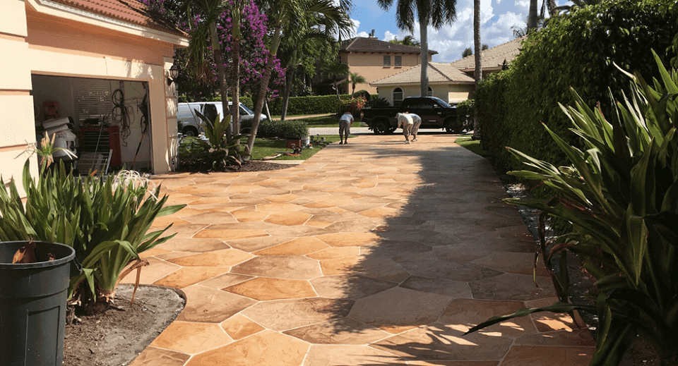 Stamped concrete driveway in Palm Beach County
