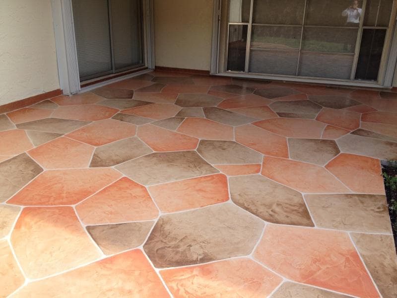 Multicolor stamped concrete patio