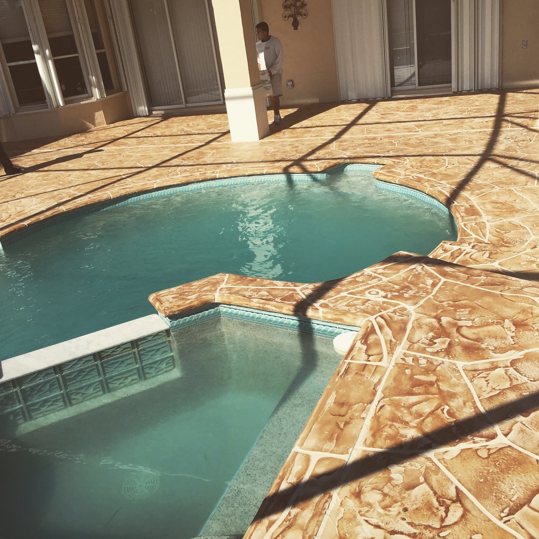 Tan flagstone with spa