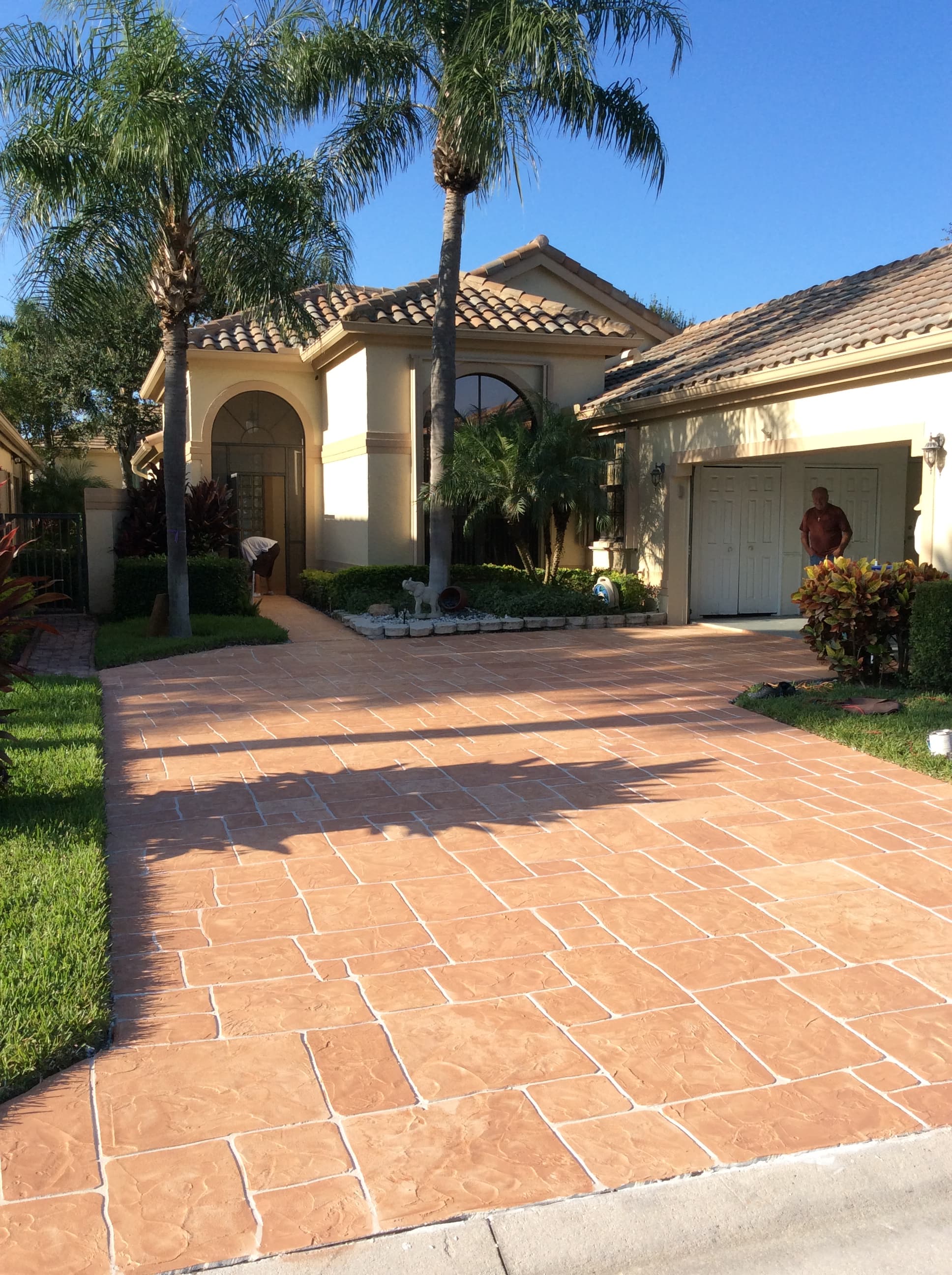 Terracotta tile pattern stamped