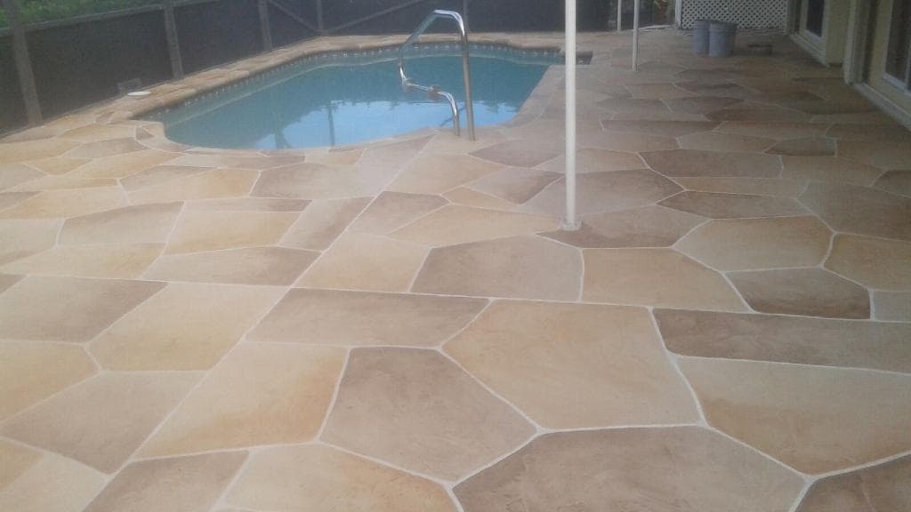 Stamped flagstone pool deck